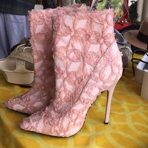 Nasty Gal Pink Floral Ankle Boots